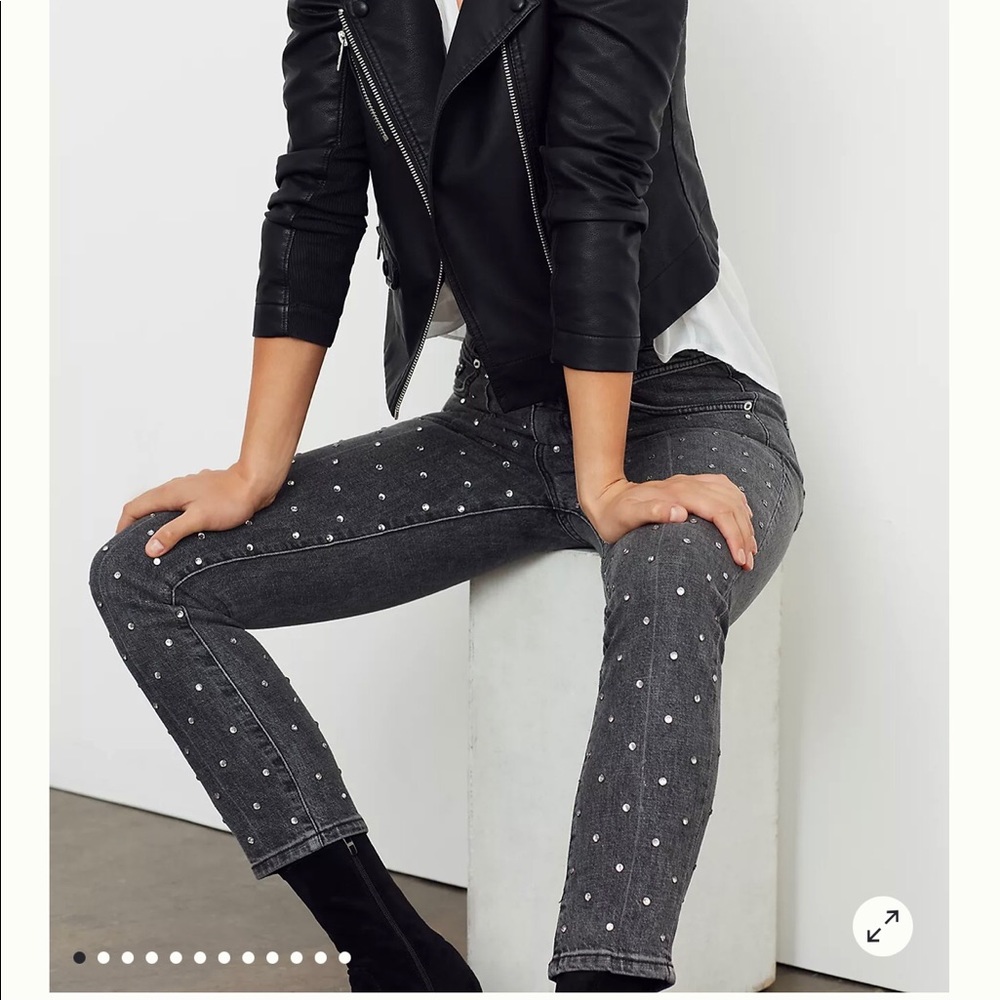 EUC Pilcro Ultra High-Rise Beaded Straight Jeans Anthropologie